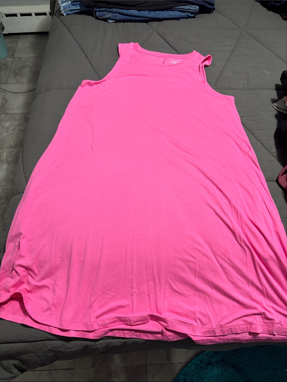 Sleeveless Bright Pink Women's Swing Tank Top Dress